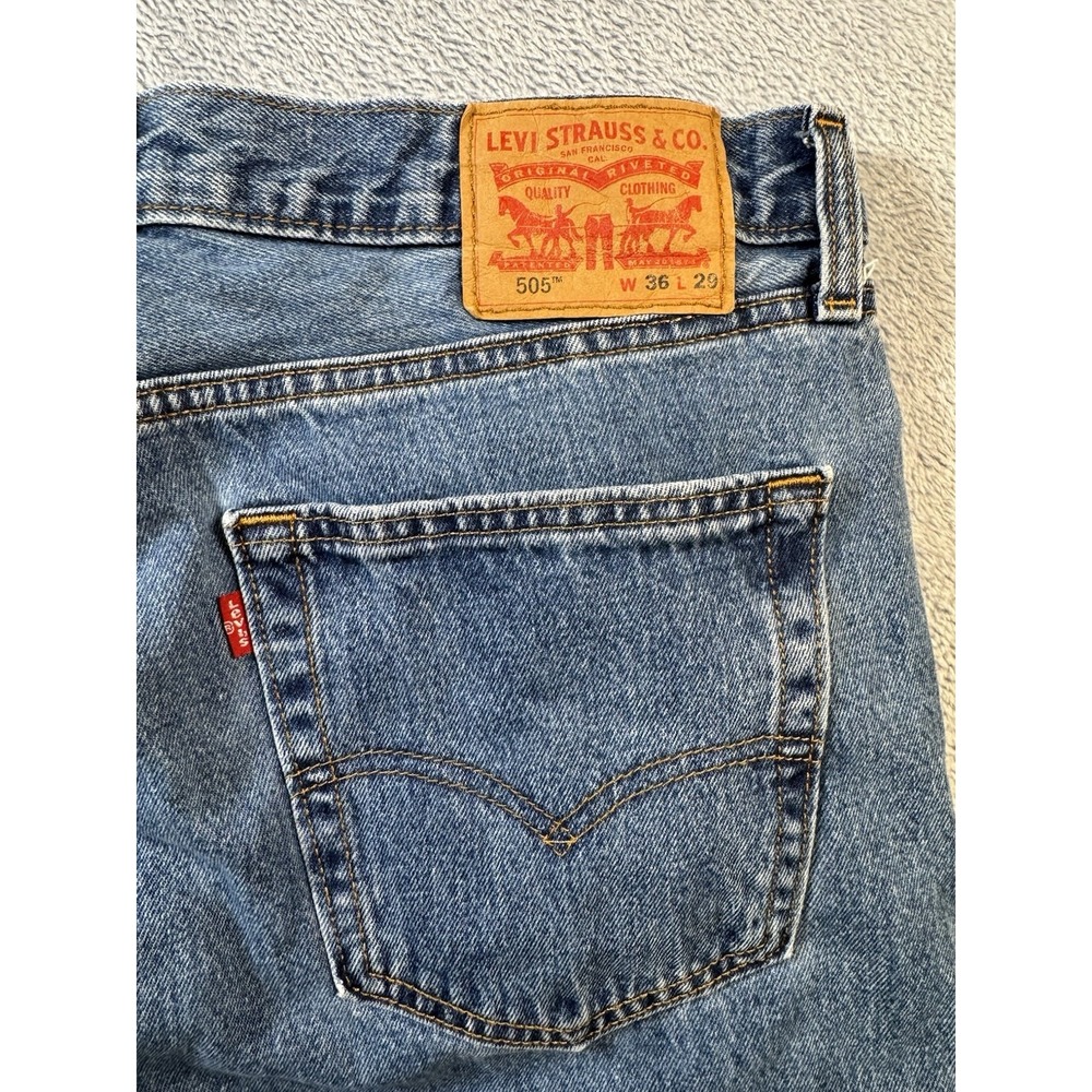 Levi's 505 Regular Straight Jeans Men's W36 L29 Medium Stonewash Blue 35x27.5